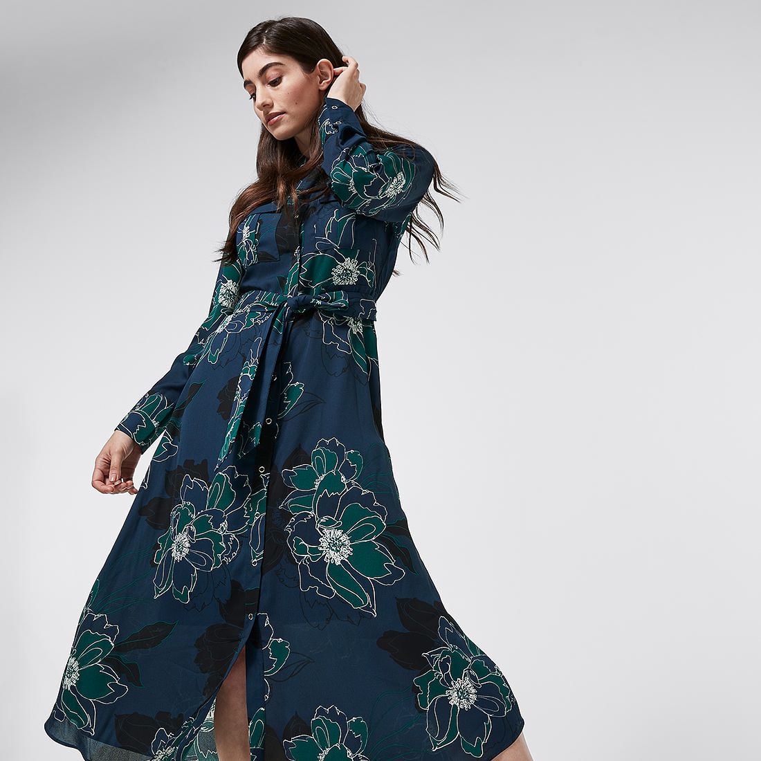 navy blue and green dress