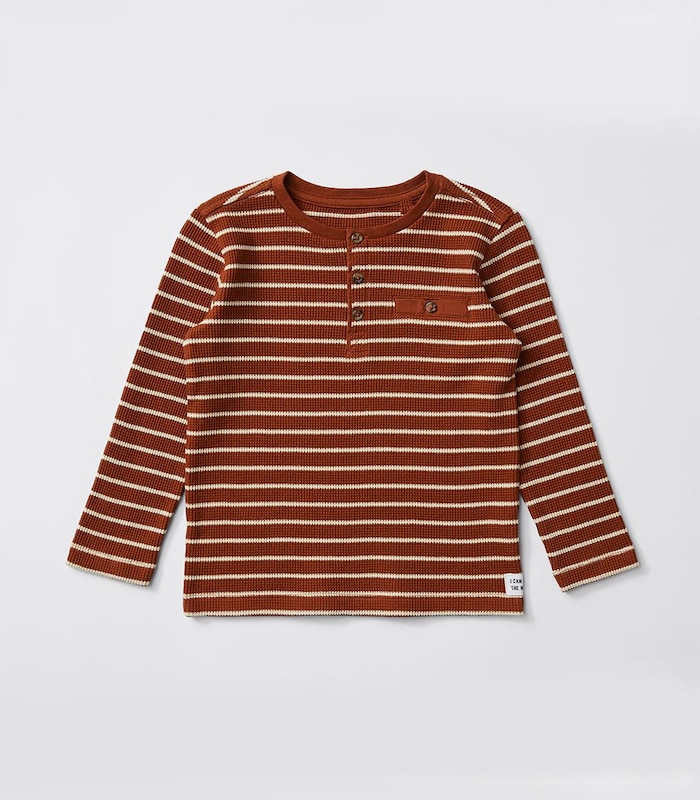 waffle henley top rust target australia