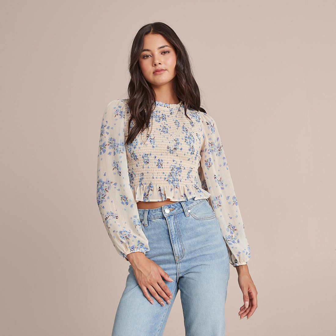 Lily Loves Frill Neck Shirred Bodice 