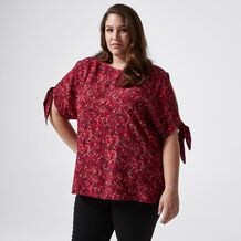 Belle Curve Cold Shoulder Tie Sleeve Top