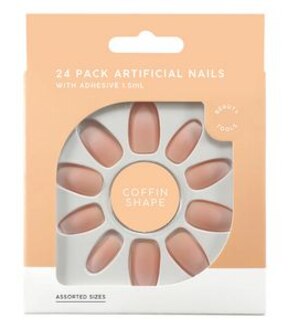 24 Pack Coffin Shape Matte French Nails