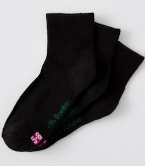 Underworks 3 Pack Quarter Crew Bamboo Sports Socks - Black