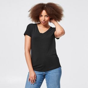 Modal/Elastane V-Neck T-Shirt - Black | Target Australia