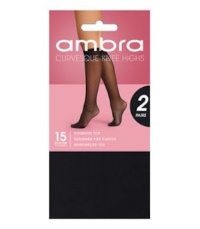 Ambra 1 Pack 15 Denier Curvesque Knee High Pantyhose - Black