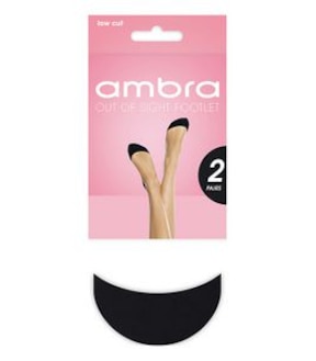 Ambra 2 Pack Out Of Sight Footlet Tights - Black