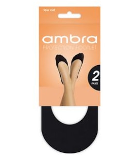 Ambra 2 Pack Foot Protection Footlet Tights - Black