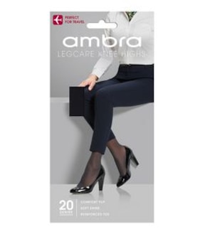 Ambra 1 Pack 20 Denier Leg Care Knee High Pantyhose - Black