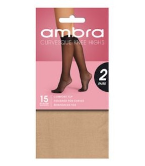 Ambra 1 Pack 15 Denier Curvesque Knee High Pantyhose - Natural