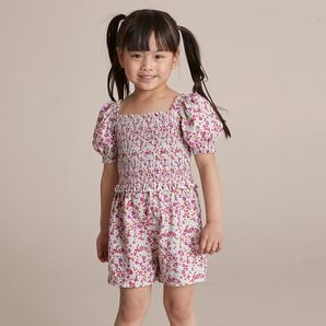 KIDS PLAYSUIT WITH SHIRRING FREE LOVE
