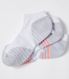 Underworks 3 Pack Low Cut Padded Trainer Socks - White/Fanta Orange