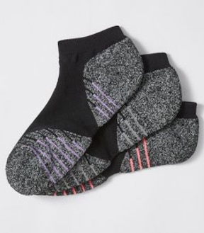 Underworks 3 Pack Low Cut Padded Trainer Socks - Black/Coral