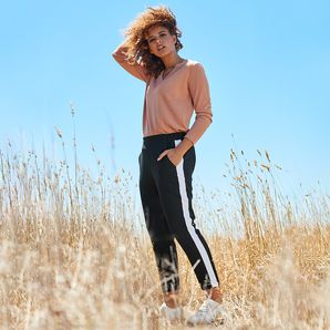Side Stripe Jogger Pants - Black/White 