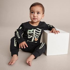 Unsiex Baby Family Matching Glow In The Dark Skeleton Cotton Pyjama Set