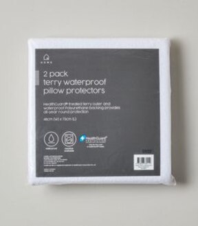 2 Pack Terry Waterproof Pillow Protectors