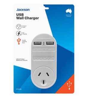Jackson USB Wall Charger - 2 x USB Ports