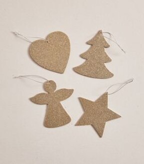 8 Pack Christmas Glitter Ornaments