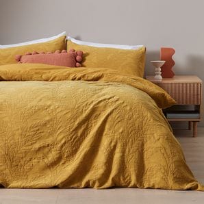 Darby Leaf Textured Quilt Cover Set