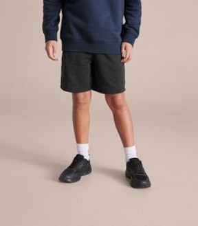 French Terry Knit School Shorts - Black