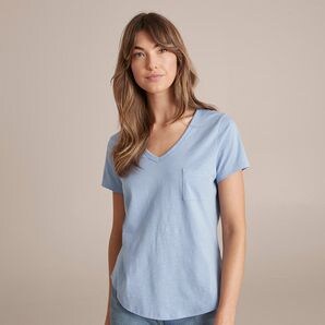 Organic Cotton V-Neck Slub T-Shirt | Target Australia