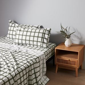 Stonewash Printed Sheet Set - Green Check