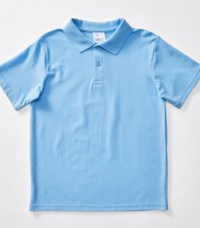 Short Sleeve School Polo Top - Sky Blue