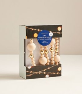 Christmas Indoor Timber Beaded String Lights