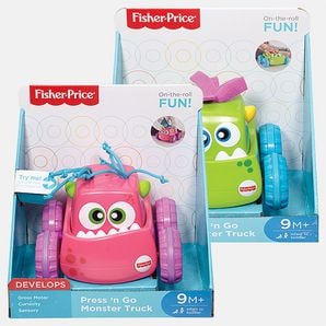 fisher price press n go monster truck pink