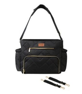 Ryco - Motto Tote Nursery Bag Includes Built-In Insulated Bottle Holder – Black