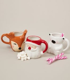 Assorted Seasonal Mugs with Hot Chocolate, Marshmellows and Candy Cane - 56g