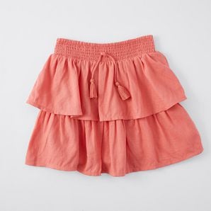 linen blend shirred maxi skirt