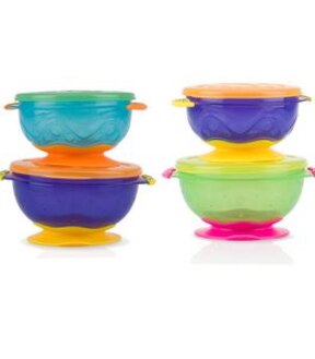 Nuby 2 Pack Stackable Suction Bowls With Lids