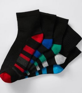 Maxx 5 Pack Quarter Crew Sport Socks - Black Stripe