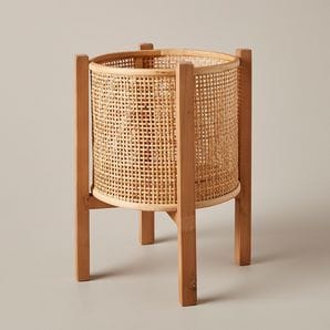 Rattan Planter on Wood Stand - Large