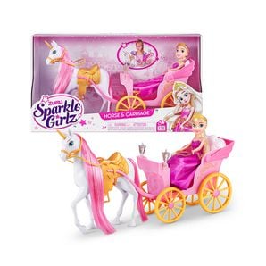 Sparkle Girlz Unicorn and Princess Doll with Carriage Set by ZURU product image