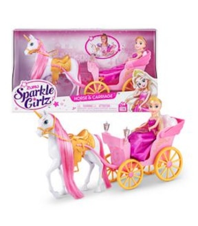 Sparkle Girlz Unicorn and Princess Doll with Carriage Set by ZURU