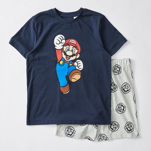 Super Mario Knit Pyjama Set - Navy BLue/Grey | Target Australia