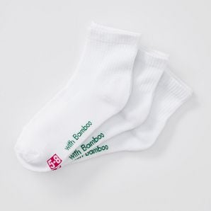 Underworks 3 Pack Quarter Crew Bamboo Sports Socks - White – Target Australia