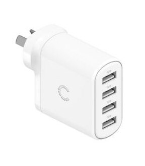 Cygnett PowerPlus 24W Multiport (4xUSB-A) Wall Charger White