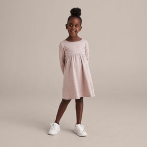 Long Sleeve Dress - Pink Foil Polka Dot 