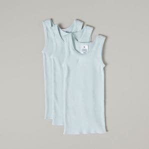 Babyhug 100% Cotton Knit Half Sleeves Vests Food & Star Print Pack of 3 - Green Blue & Orange