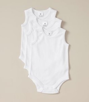 3 Pack Baby Organic Cotton Sleeveless Bodysuits