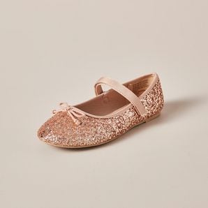 Kids Senior Glitter Strap Ballet Flats 
