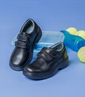 Kids Gro Shu Double Strap Leather School Shoes