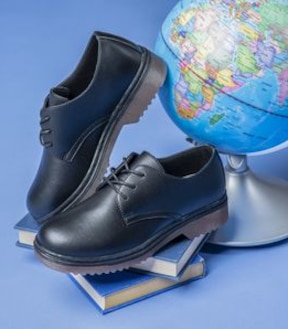 Kids Gro Shu Leather Smooth Lace-Up School Shoes