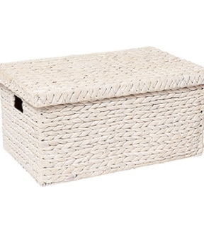 Hyacinth Large Basket with Lid - White Wash