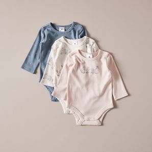 3 Pack Baby Organic Cotton Bodysuits