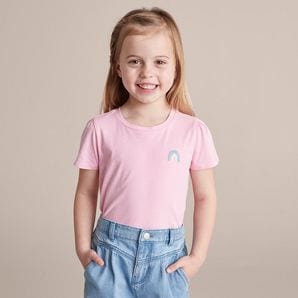 Pink X Target SE250887_04 SS EMROIDERED TEE RAINBOW PINK | Target Australia