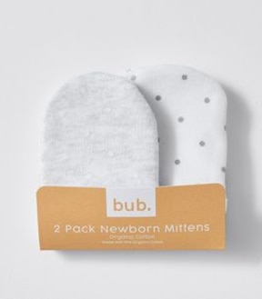 bub. Organic Cotton Newborn Mittens 2 Pack