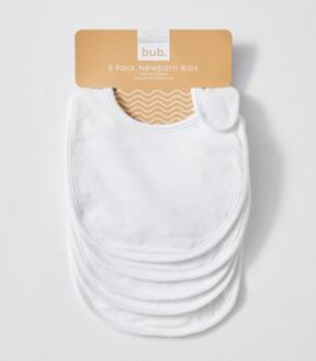 bub. Organic Cotton Newborn Bibs 5 Pack