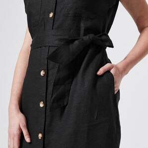 Short Sleeve European Linen Shift Dress - Black | Target Australia